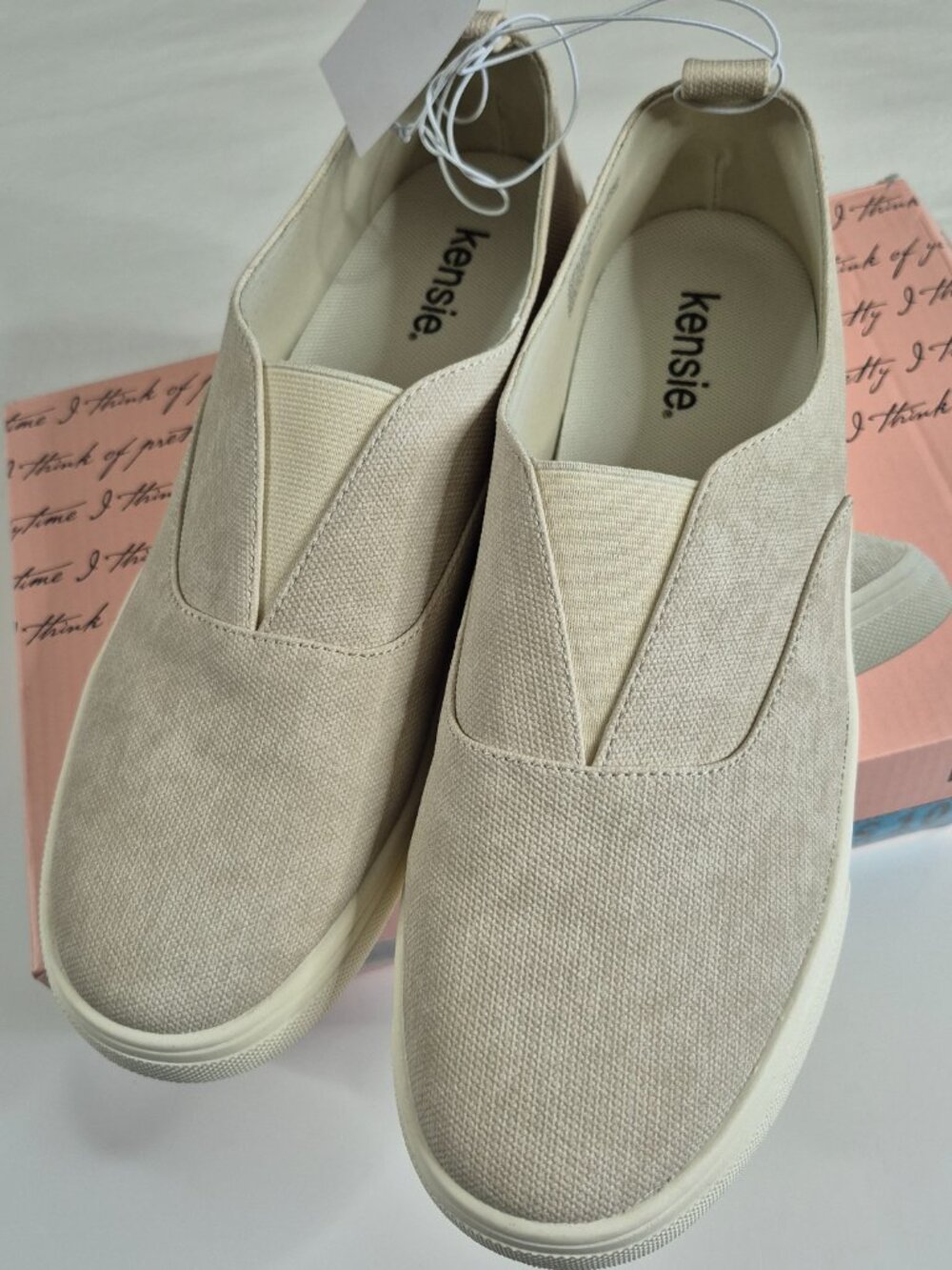 Kensie Women’s Salia Slip-On Shoes – Beige Casual Comfort Flats – Size 10